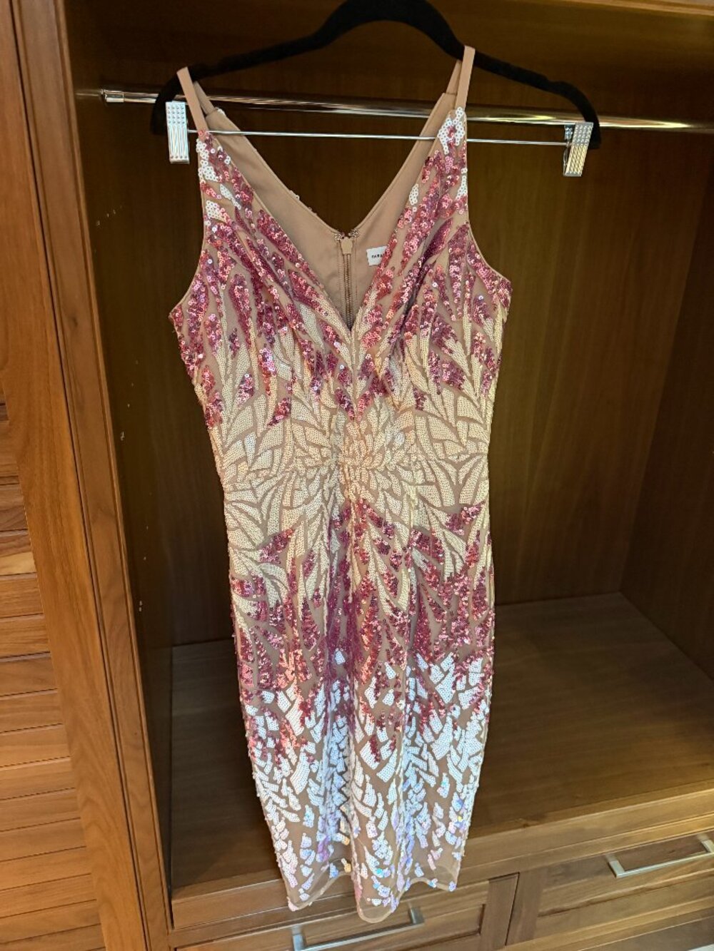 Dress The Population Rose Gold Sequin Cocktail Dress XS Like New